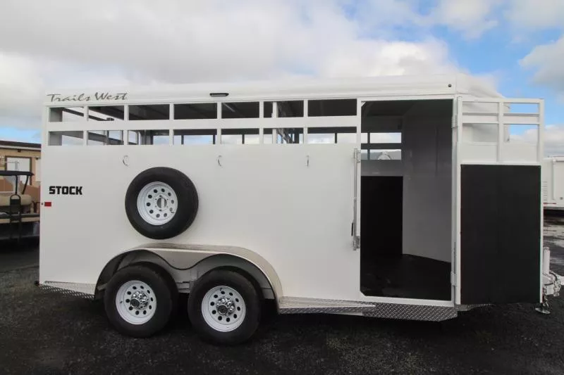 COMING SOON! 2026 Trails West Adventure 17' Stock / Stock Combo Trailer-Flood Light- Rubber Wall Mats- Spare Tire