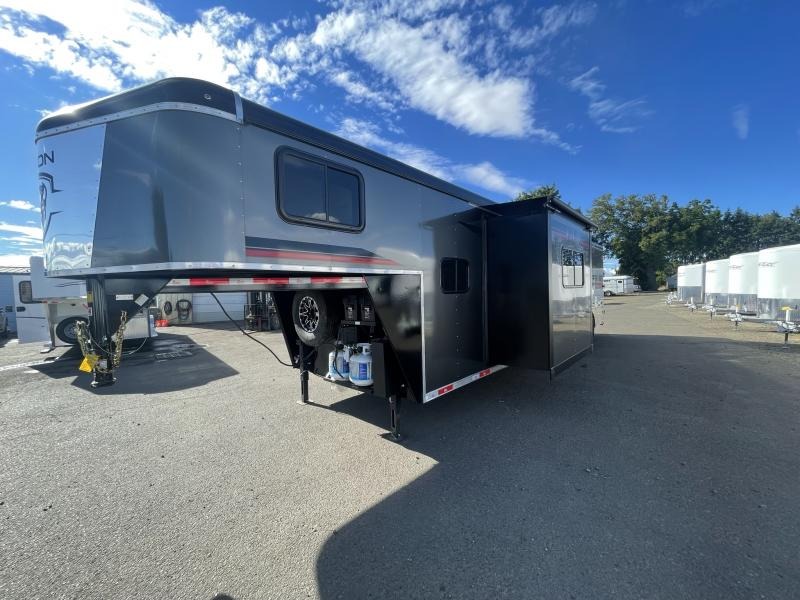 2023 Bison Ranger 3H LQ - REDUCED $6200 - 8' Wide - 13' Shortwall - Dinette in Slide - Sofa on Riser Wall - Mangers - Power Awning - Fans in Each Stall - Lined & Insulated Horse Area 2023 Bison Ranger 3H LQ - REDUCED $6200 - 8' Wide - 13' Shortwall - Dinette in Slide - Sofa on Riser Wall - Mangers - Power Awning - Fans in Each Stall - Lined & Insulated Horse Area