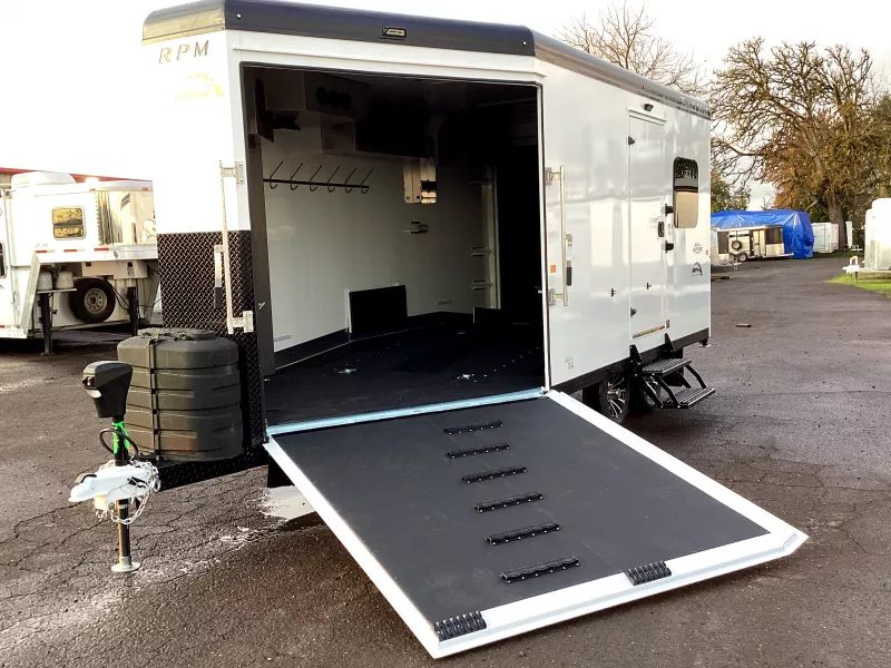 2026 Trails West  20ft. Snowmobile Trailer - Altitude Package - White w/ Black Roof Rail - Power Rear Ramp