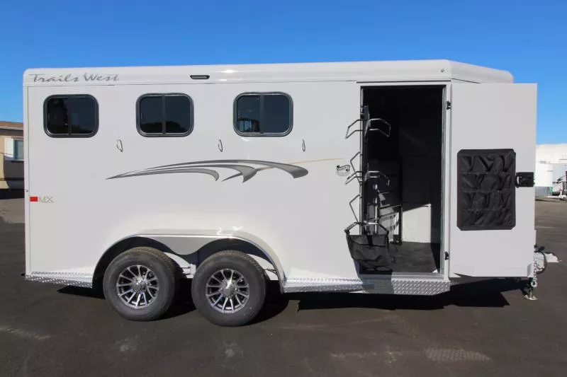 2026 Trails West Adventure MX II - GREY - Swing Out Saddle Rack - 3 Horse Trailer