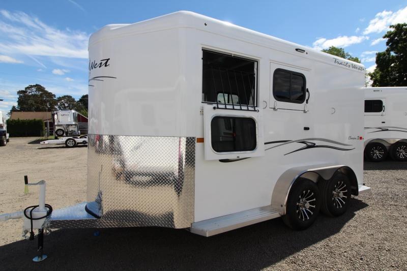 2023 Trails West CLASSIC II 2 Horse Trailer - Aluminum Skin Steel Frame - Water Tank - Swing Out Saddle Rack 2023 Trails West CLASSIC II 2 Horse Trailer - Aluminum Skin Steel Frame - Water Tank - Swing Out Saddle Rack