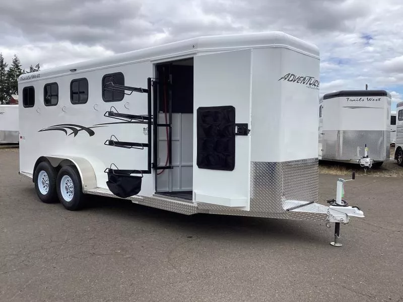 2026 Trails West Manufacturing Adventure II MX 4H- 7'T, 6'9"W, Spare, Swing out saddle rack, Water Tank Horse Trailer