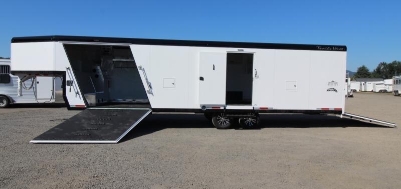 2023 Trails West RPM 28' Burandt Edition Snowmobile Trailer - FUEL CELL W/ PUMP - Power Rear Ramp - Furnace and Track Melt 2023 Trails West RPM 28' Burandt Edition Snowmobile Trailer - FUEL CELL W/ PUMP - Power Rear Ramp - Furnace and Track Melt