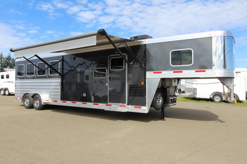 NEW 2019 Exiss 7410 - 10' Short Wall L.Q. with Slide-out - 4 Horse - All Aluminum Trailer - Easy Care Flooring Upgrade - Upgraded Interior - Dinette - Stud Wall - Escape Door - 7'8" Tall NEW 2019 Exiss 7410 - 10' Short Wall L.Q. with Slide-out - 4 Horse - All Aluminum Trailer - Easy Care Flooring Upgrade - Upgraded Interior - Dinette - Stud Wall - Escape Door - 7'8" Tall