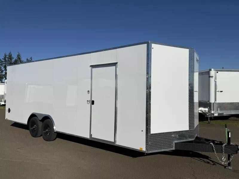 2026 Compass 8.5x24' Indigo DLX Car Hauler Trailer-6" Addt'l Interior Height-5200# Axles-Flat Top V-Nose-15" Wheels-Spare Tire