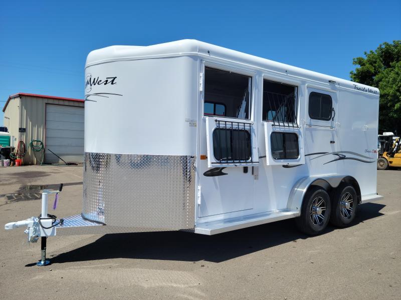 2023 Trails West Classic II 3 Horse Bumper Pull Drop Down Feed Windows & Bars- Escape Door- Rubber Mats- Aluminum Air Flow Dividers- Swing Out Saddle Rack- LED Load Lights- Water Tank- Lined & Insulated Horse Compartment 2023 Trails West Classic II 3 Horse Bumper Pull Drop Down Feed Windows & Bars- Escape Door- Rubber Mats- Aluminum Air Flow Dividers- Swing Out Saddle Rack- LED Load Lights- Water Tank- Lined & Insulated Horse Compartment