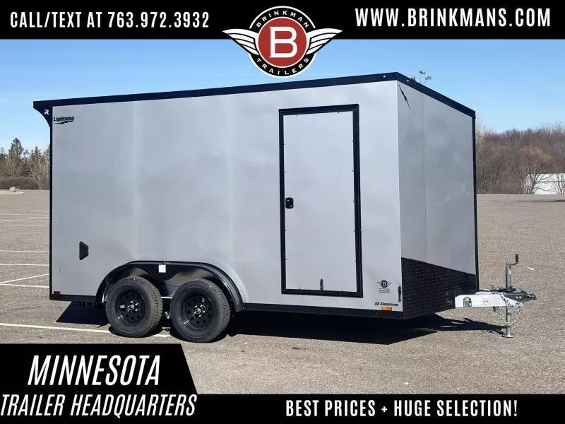 Lightning 7.5x14 Aluminum Enclosed Trailer - Rear ramp door-Blackout Package