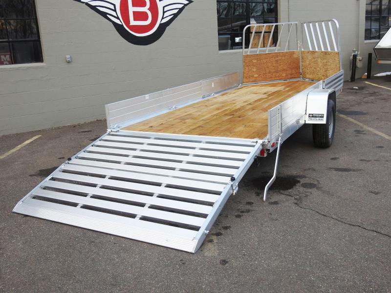Aluma 8114 SRW Aluminum ATV/Snowmobile Utility Trailer w/Front Ramp ...