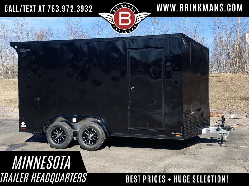 Lightning 7.5x14 Aluminum Enclosed Trailer - Rear ramp door-Blackout Package
