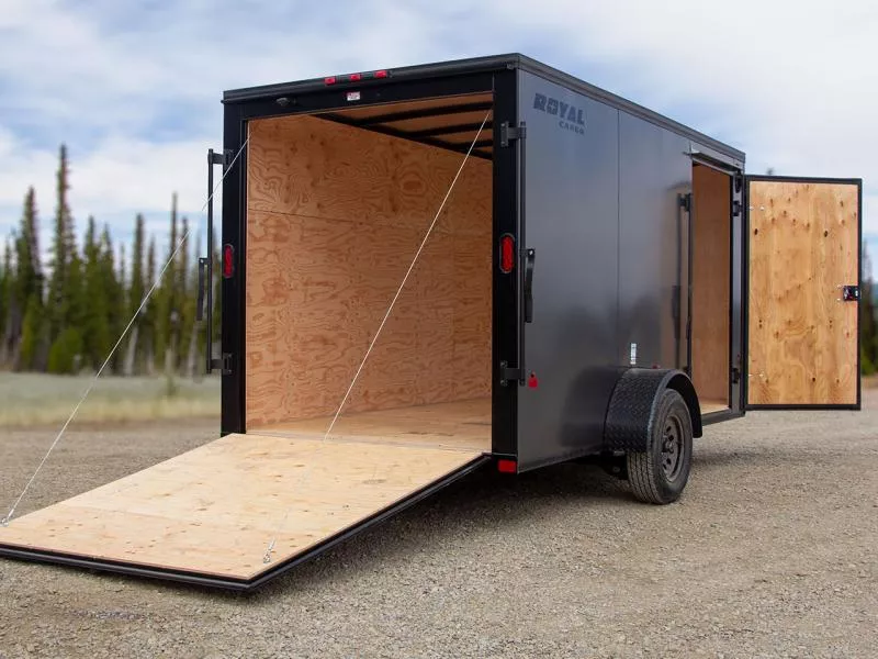 Southland 7 x 14 +2 V-Nose 7K Black Out Cargo Trailer w/Rear Ramp Door