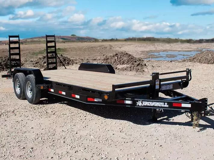 Iron Bull 7x18  14K Equipment Trailer Flatdeck - ETB - Stand Up Ramps