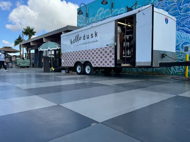 20' Built Out Boutique Clothing Trailer. Racks, Flooring, Lighting Included. Hookup for A/C and Changing Room Installed.
