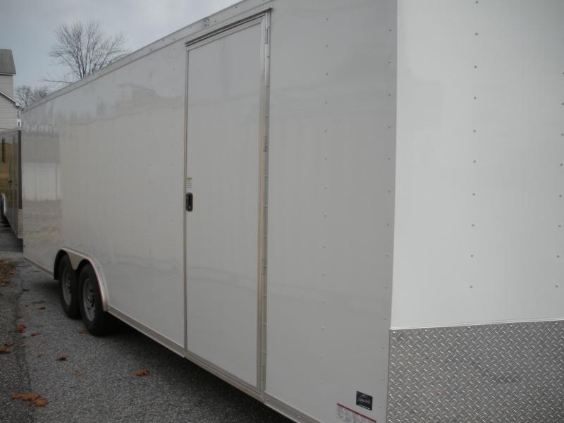 IN STOCK* 7' Height-SEMI-SCREWLESS*WHITE*2021 8.5' X 24' 10K Car / Racing Trailer IN STOCK* 7' Height-SEMI-SCREWLESS*WHITE*2021 8.5' X 24' 10K Car / Racing Trailer