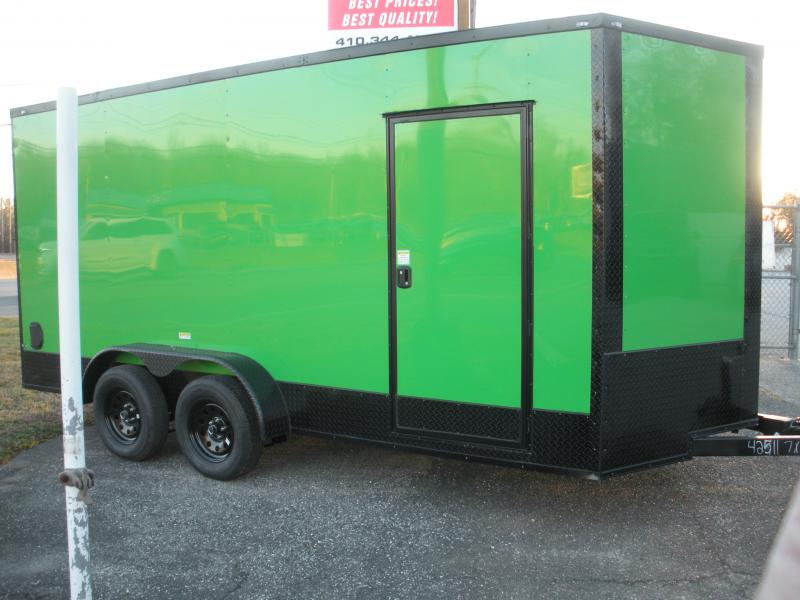 Special! 7X16 .080 Green Poly Black Out Pkg. 7' Hght. MCTL Enclosed Cargo Trailer Special! 7X16 .080 Green Poly Black Out Pkg. 7' Hght. MCTL Enclosed Cargo Trailer