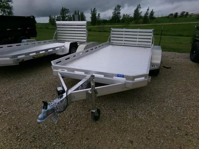 2026 Aluma 78x14 Tandem Axle, Slotted Rail with Brakes and 2K Rated Bi-Fold Tailgate, 7K GVWR ATV Trailer