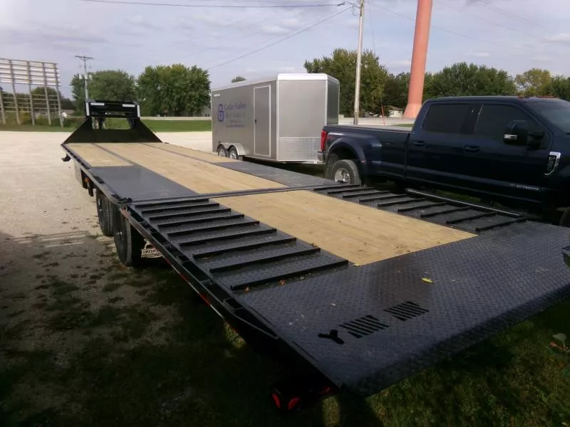 2026 Iron Bull FHG 102 x 34 Hydraulic Dovetail GN Deckover with 25,900 lb. GVWR , Hydraulic Jacks, Wireless 4 Button Remote, Solar Charger and Spare Tire Flatbed Trailer