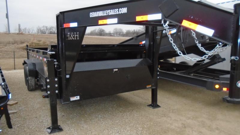 2023 H and H Trailer 83x16 Industrial Gooseneck Dump Trailer 14K Scissor (H8316DBW-GN-140) Other Dump Trailer