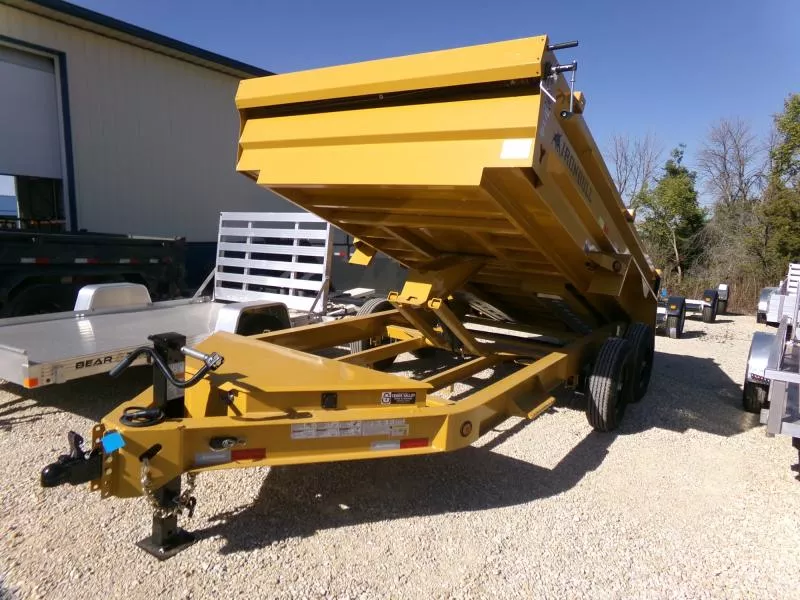 2026 Iron Bull 83 x 14 DWB Equipment Yellow Dump Trailer with 14,999 GVWR, Dock Legs and Aluminum Ramps Dump Trailer