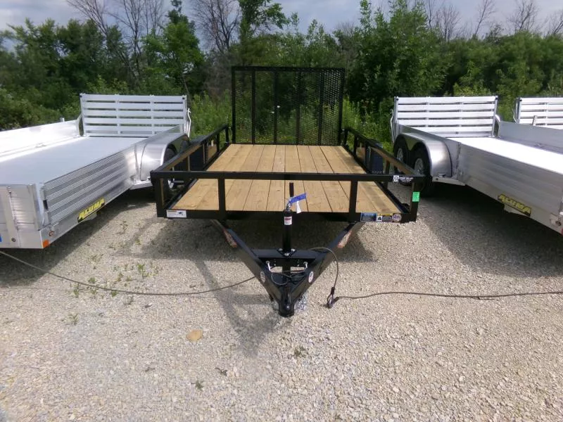2025 H and H Trailer 76 x 12 Rail Side Utility Trailer-Black with 3K Idler Utility Trailer