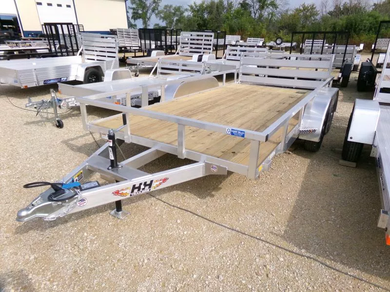 2026 H and H Trailer 82 x 14 Aluminum Rail Side-TA-7K GVWR-Spare Tire Mount Utility Trailer