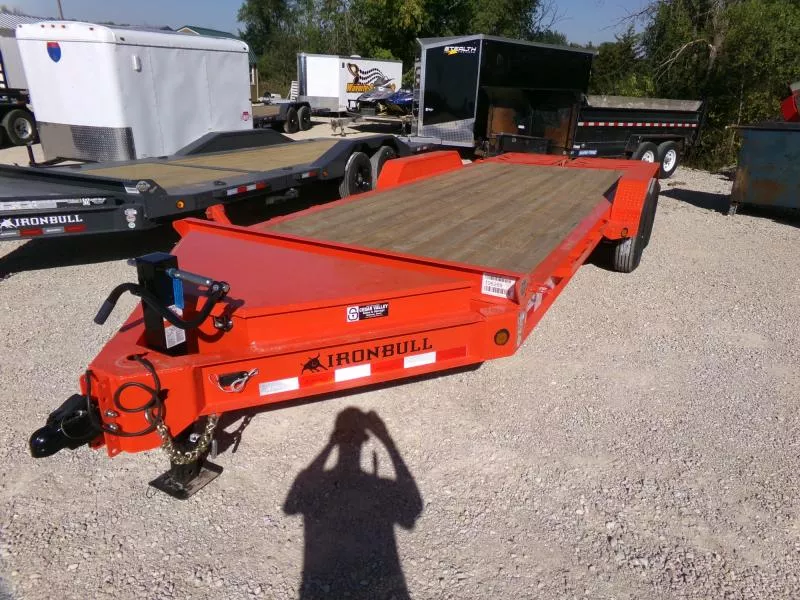 2026 Iron Bull 83 x 20 (17+3) EWB Equipment Trailer in Orange with Rampage Ramps and 14K GVWR Flatbed Trailer