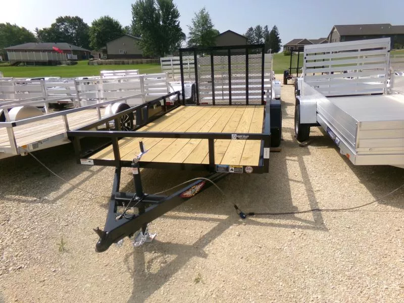 2025 H and H Trailer 76 x 12 Rail Side Utility Trailer-Black with 3K Idler Utility Trailer