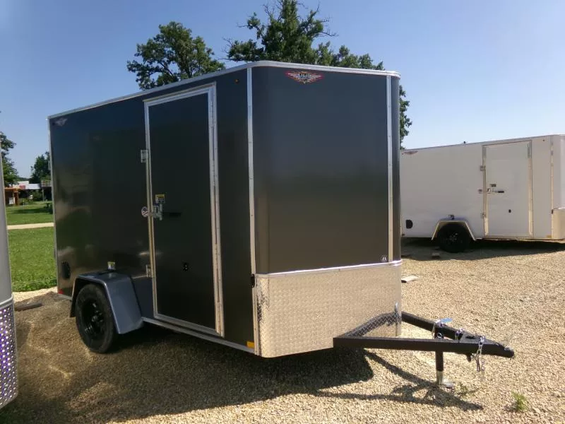 2025 H and H Trailer 6 x 10 Flat Top V-Nose Enclosed, 2990lb.GVWR, 6'6" Wall Height in Charcoal Cargo / Enclosed Trailer