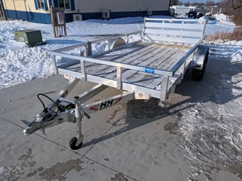 2026 H and H Trailer 76 x 12 Aluminum Rail Side Utility with 5K GVWR , Brakes and Spare Tire Mount Utility Trailer