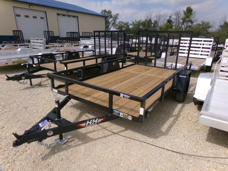 2026 H and H Trailer 76 x 12 Rail Side Utility Trailer-Black with 3K Idler Utility Trailer