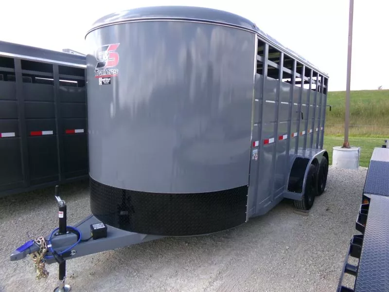 2026 S&S Manufacturing 6'8" x 16' x 6'6" Bumper Stock with 6,000 lb. GVWR Stock / Stock Combo Trailer