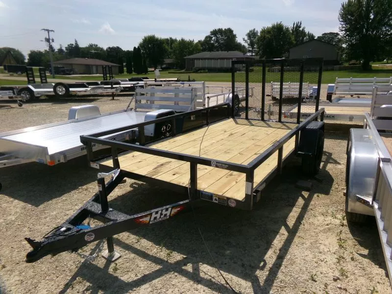 2026 H and H Trailer 76 x 10 Rail Side Utility with 3K Idler-Black with Wood Flooring Utility Trailer