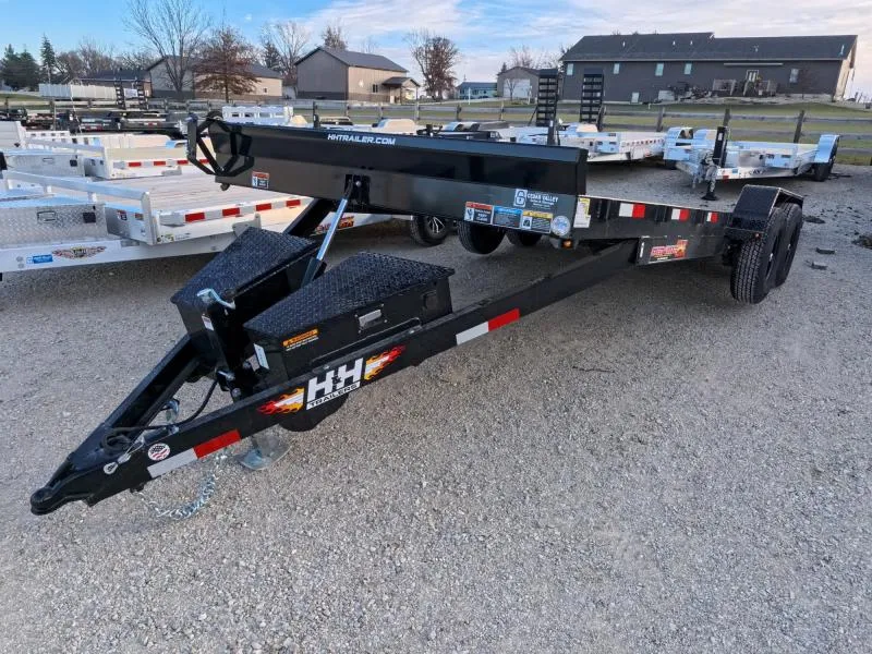 2026 H and H Trailer 82 x 22 Electric Tilt Speed Loader Car Hauler with Deck Mounted Winch Plate and Removable Spare Tire Mount Car Hauler
