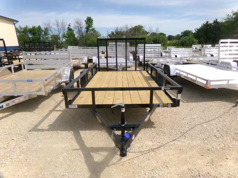 2025 H and H Trailer 76 x 12 Rail Side Utility Trailer-Black with 3K Idler Utility Trailer