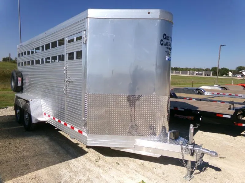 2026 Custom Classic Trailer 80" x 16' x 7' All-Aluminum Bumper Stock Trailer with 12,000 lb. GVWR Stock / Stock Combo Trailer