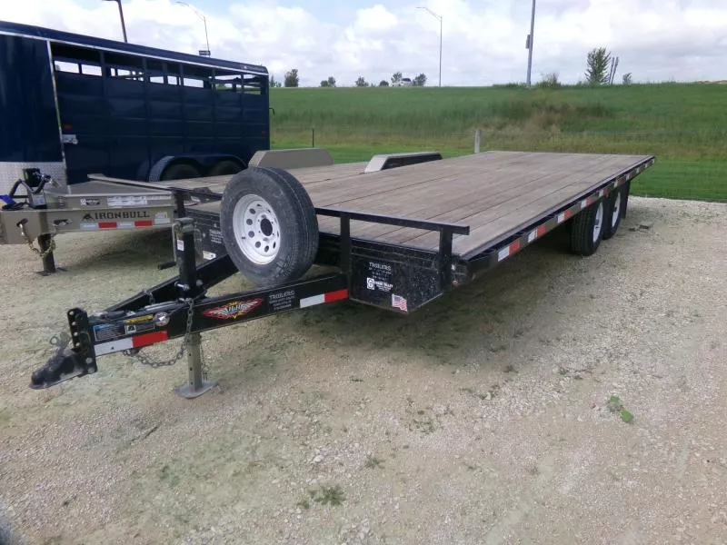 2017 H and H Trailer USED 20' Deckover  with 10K GVWR with 4 New Tires, Fully Serviced, Includes Pull Out Ramps and Spare Tire. Deckover Trailer