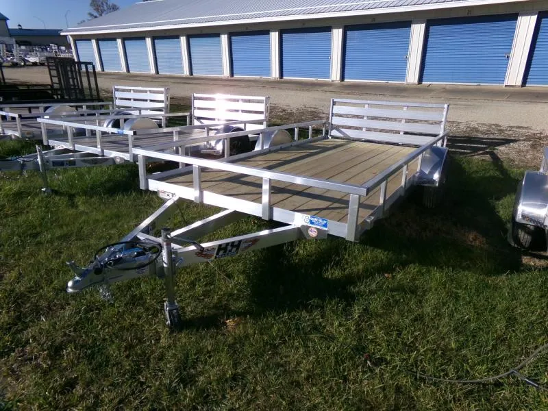 2026 H and H Trailer 82" x 14' Aluminum Rail Side Single Axle Utility with 5K GVWR and Brakes Utility Trailer
