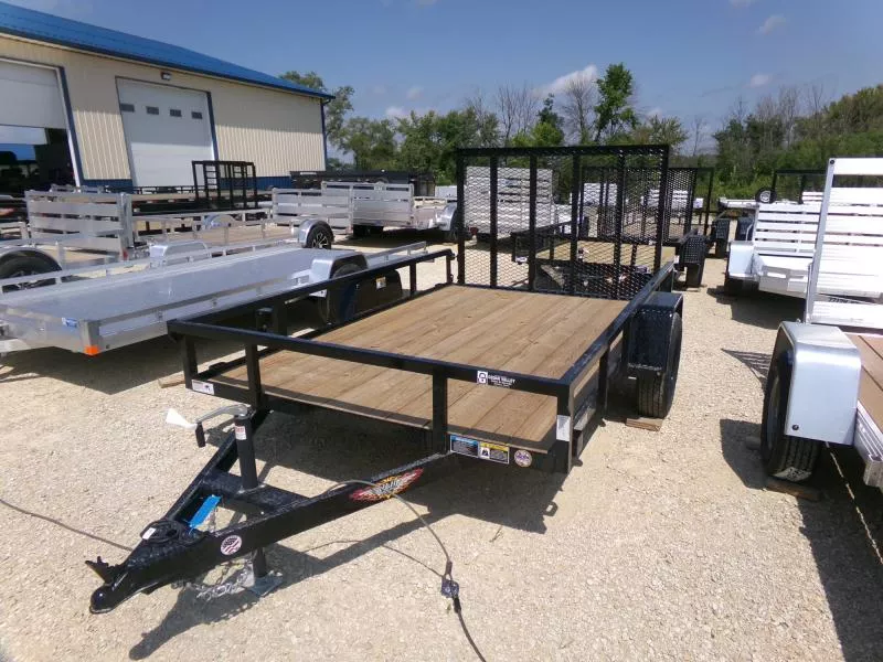 2026 H and H Trailer 76 x 10 Rail Side Utility with 3K Idler-Black with Wood Flooring Utility Trailer