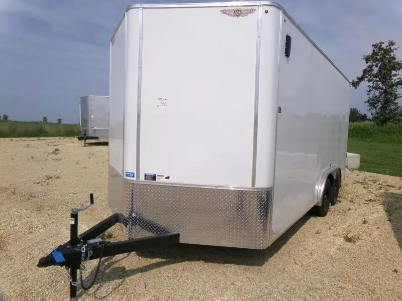 2025 H and H Trailer 8 x 16 x 7 Flat Top V-Nose Enclosed Cargo-White Cargo / Enclosed Trailer
