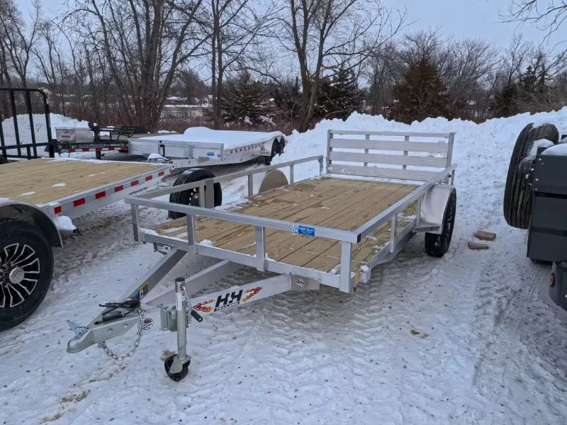 2026 H and H Trailer 76 x 12 Aluminum Rail Side with 3K Idler with Spare Tire Mount Utility Trailer