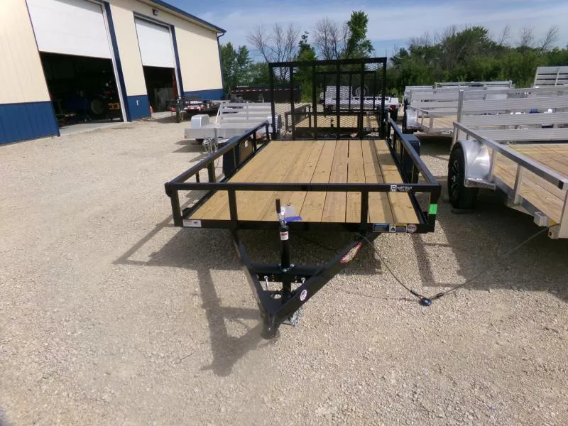 2025 H and H Trailer 76 x 12 Rail Side Utility Trailer-Black with 3K Idler Utility Trailer