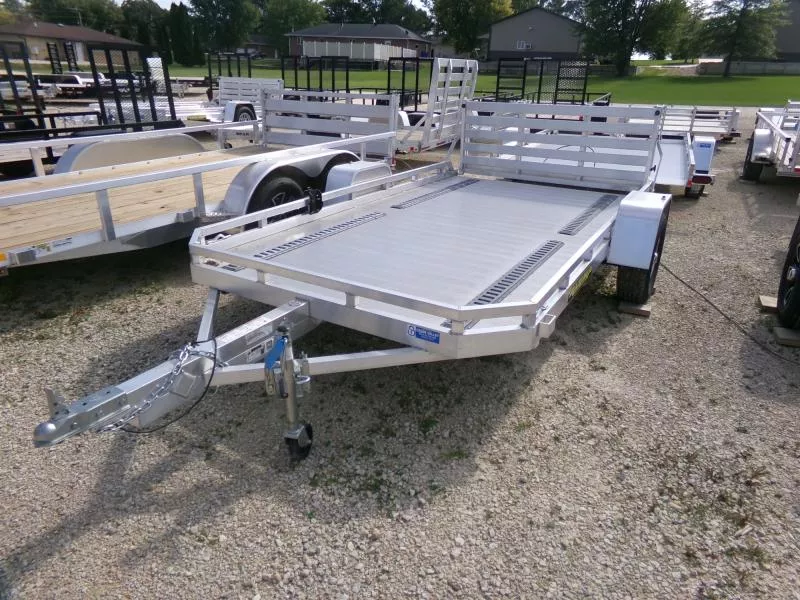 2024 Aluma USED 77 x 12 Slotted Rail Utility with 2,990lb. GVWR , E-Track for Side x Side and Spare Tire Mount Utility Trailer
