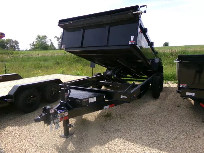 2025 H and H Trailer 83 x 14 Industrial Dump with 14K GVWR, Scissors Lift, Tarp Kit-Black Dump Trailer
