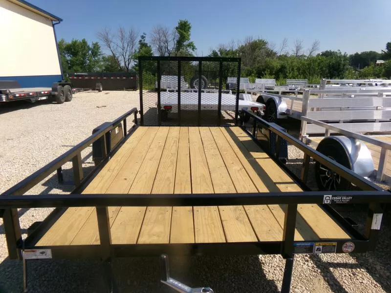 2025 H and H Trailer 76 x 12 Rail Side Utility Trailer-Black with 3K Idler Utility Trailer