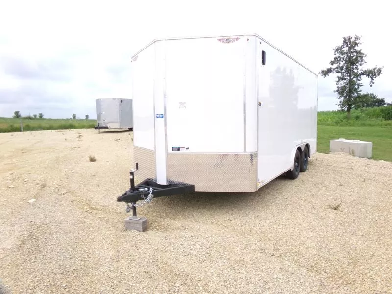 2025 H and H Trailer 8.5 x 16 x 7 Flat Top V-Nose 10K Tandem-White Cargo / Enclosed Trailer