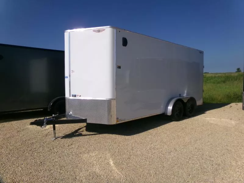 2025 H and H Trailer 7 x 16 x 7 White Flat Top V-Nose Enclosed Cargo With 7K GVWR, Tandem Axle Cargo / Enclosed Trailer