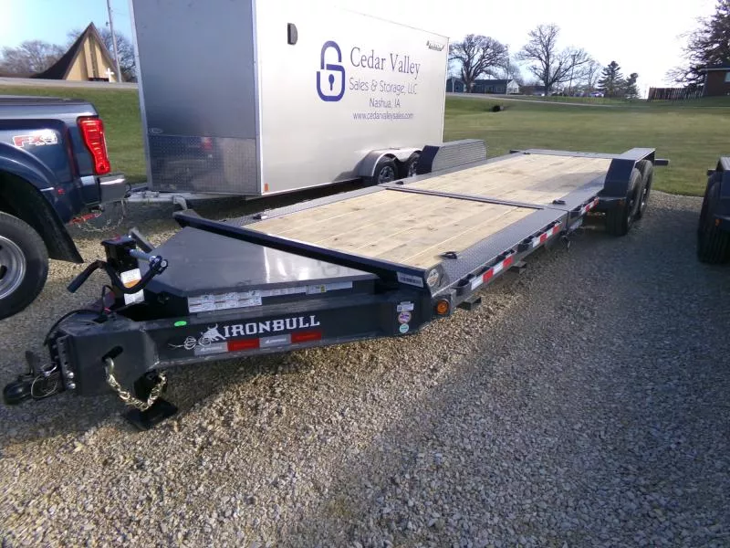 2026 Iron Bull 83 x 24 (16+8) TWB Gravity Tilt Bed, 14K GVWR, with Forkholders Car Hauler