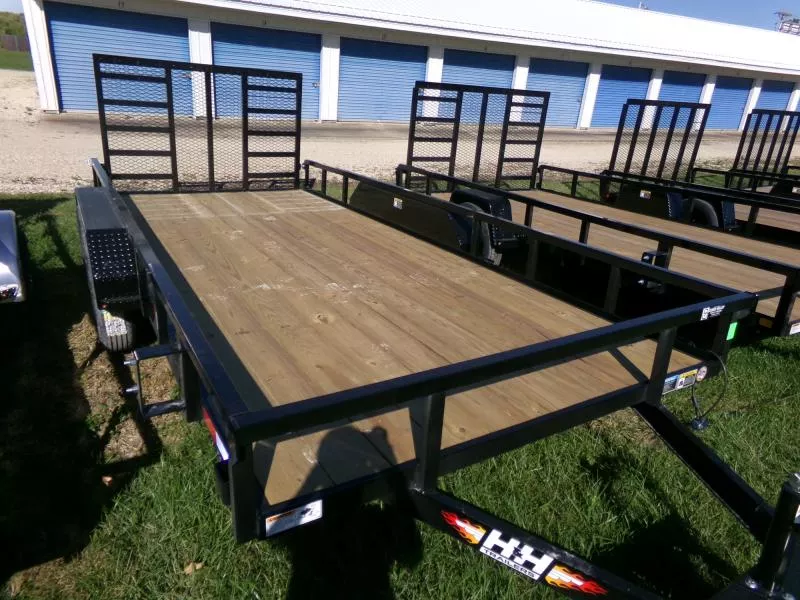 2026 H and H Trailer 82 x 16 Rail Side Utility-7K GVWR, Tandem Axle with Ladder Style Ramp Gate Utility Trailer