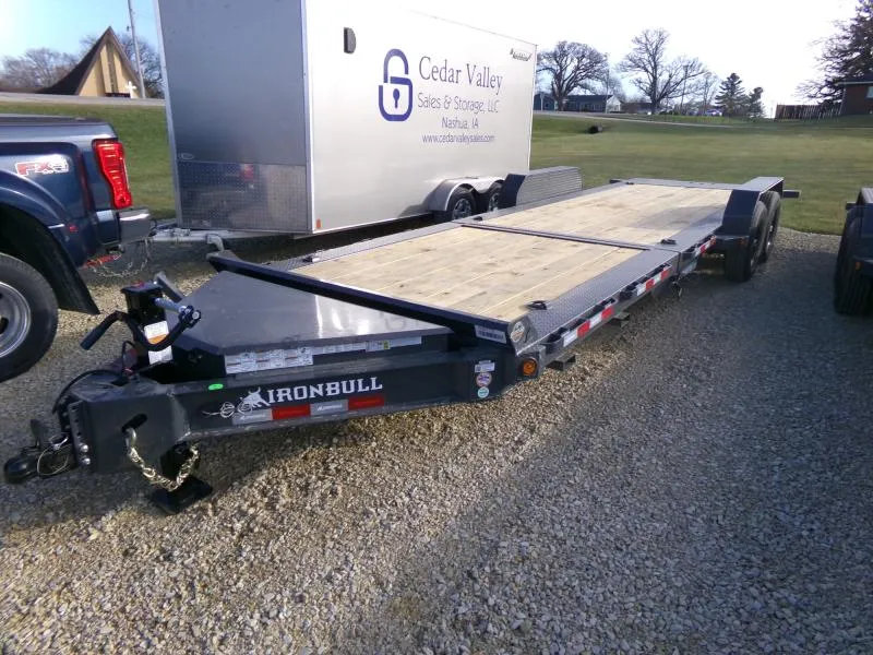 2026 Iron Bull 83 x 24 (16+8) TWB Gravity Tilt Bed, 14K GVWR, with Forkholders Car Hauler