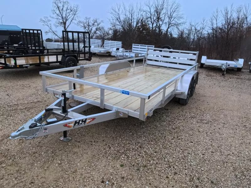 2026 H and H Trailer 82 x 16 Aluminum Railside Utility with Spare Tire Mount and 7K GVWR Utility Trailer