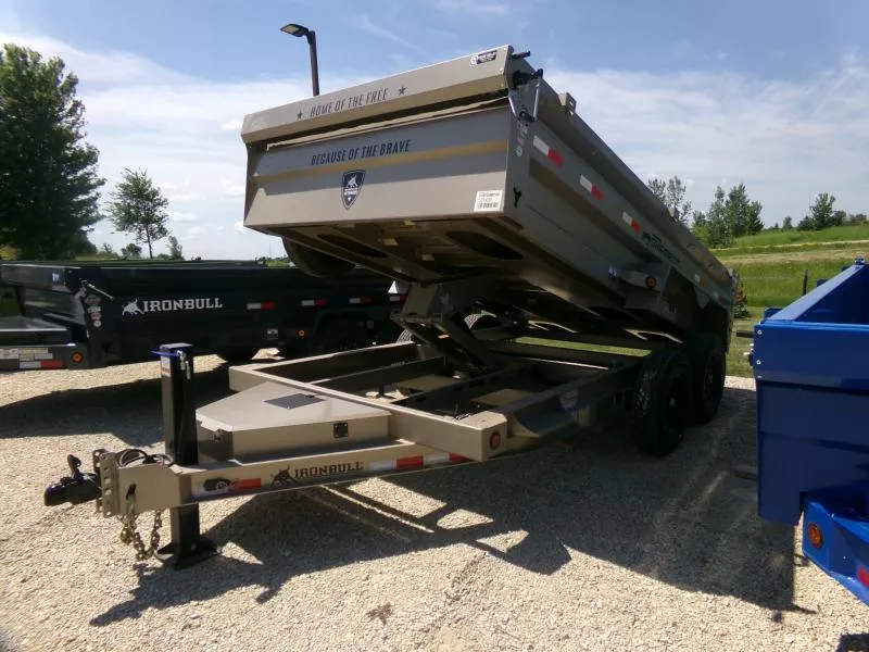 2026 Iron Bull Sniper Series-Western Tan-83x14 DTB,14,999lb. GVWR, Hydraulic Jack, Solar Charger, 14 Ply Tires with Matching Spare, Wireless 4 Button Remote Dump Trailer